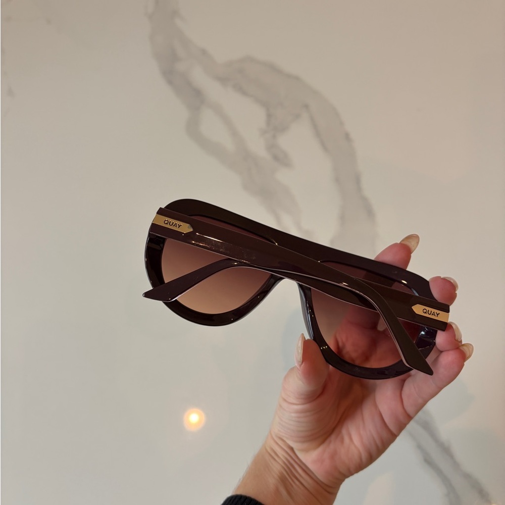 Brown Gradient Oversized Shield Sunglasses - image 4